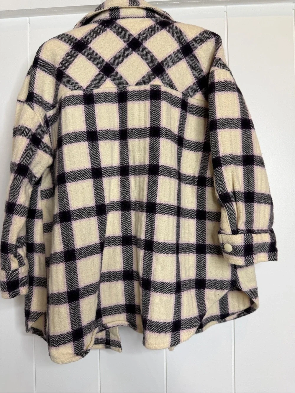 Zara Kids Plaid Shacket Jacket - Cream & Black